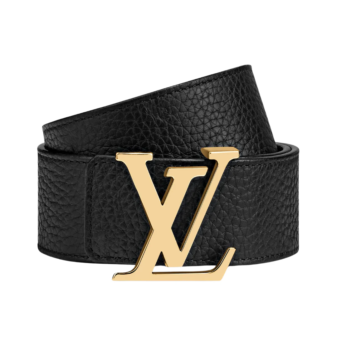 Louis Vuitton Leather Belt Black & Gold Buckle