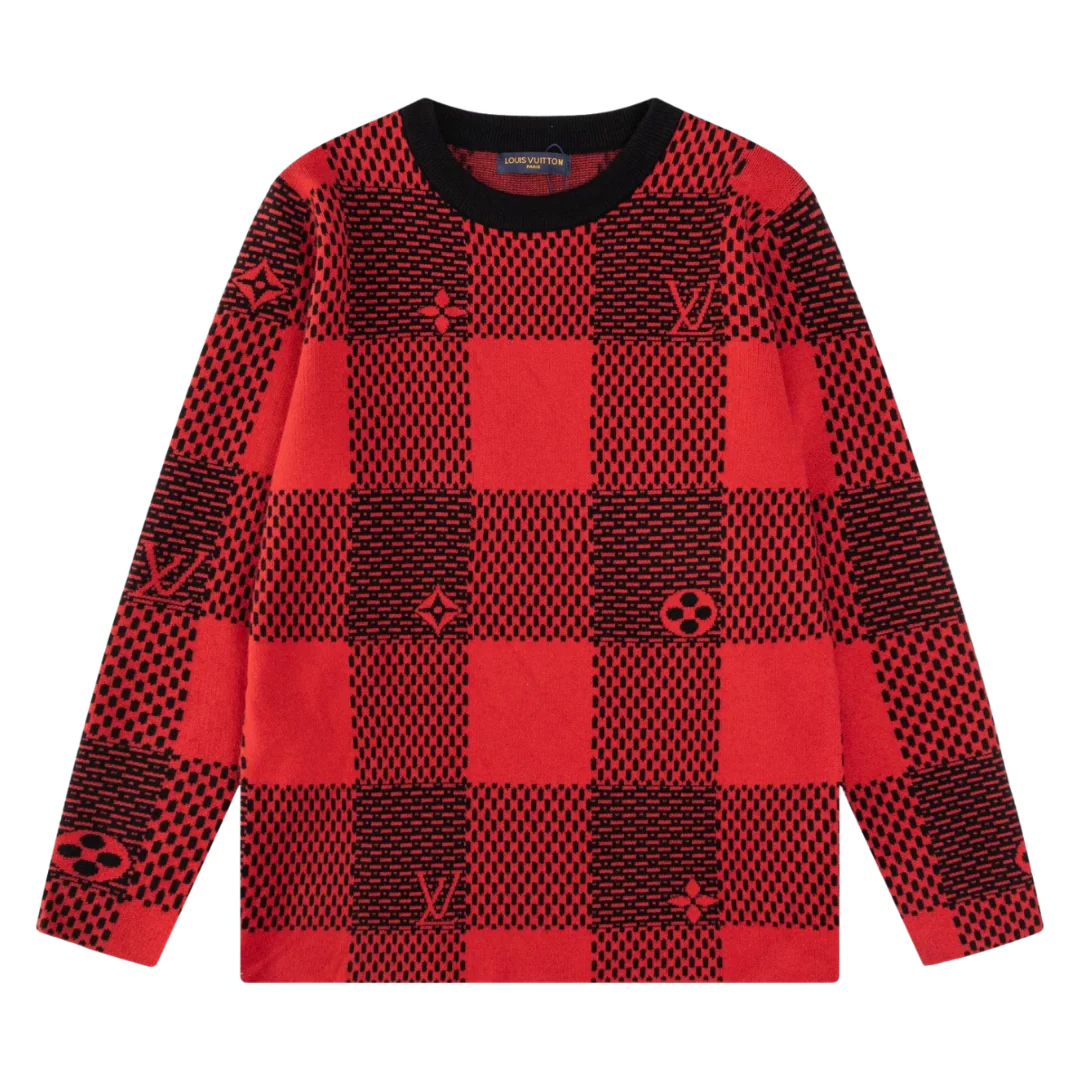 Louis Vuitton Squared Knit Sweater Red