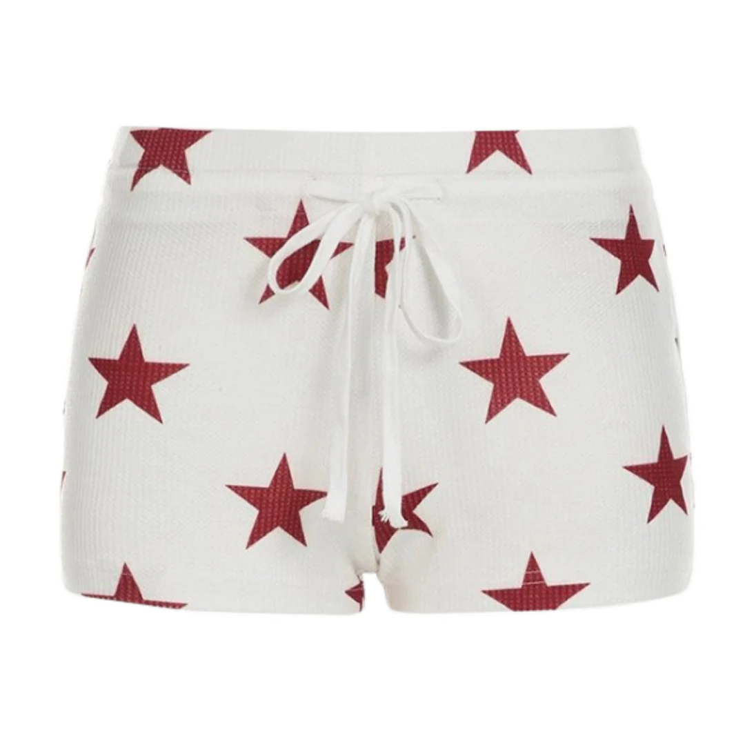 Low Waist Stars Shorts Red & White