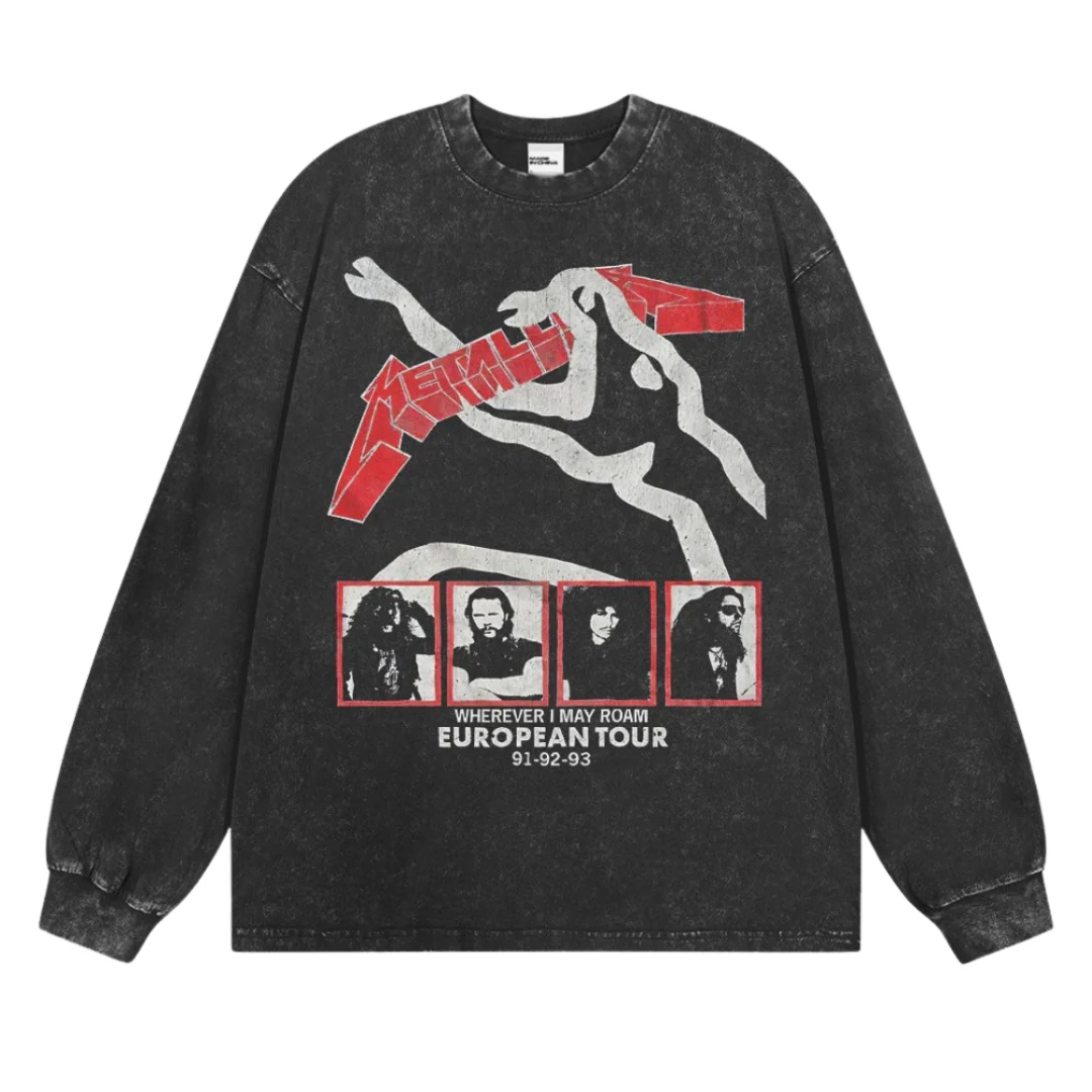 Metallica "Wherever I May Roam European Tour 91-92-93 Sweater Washed Grey