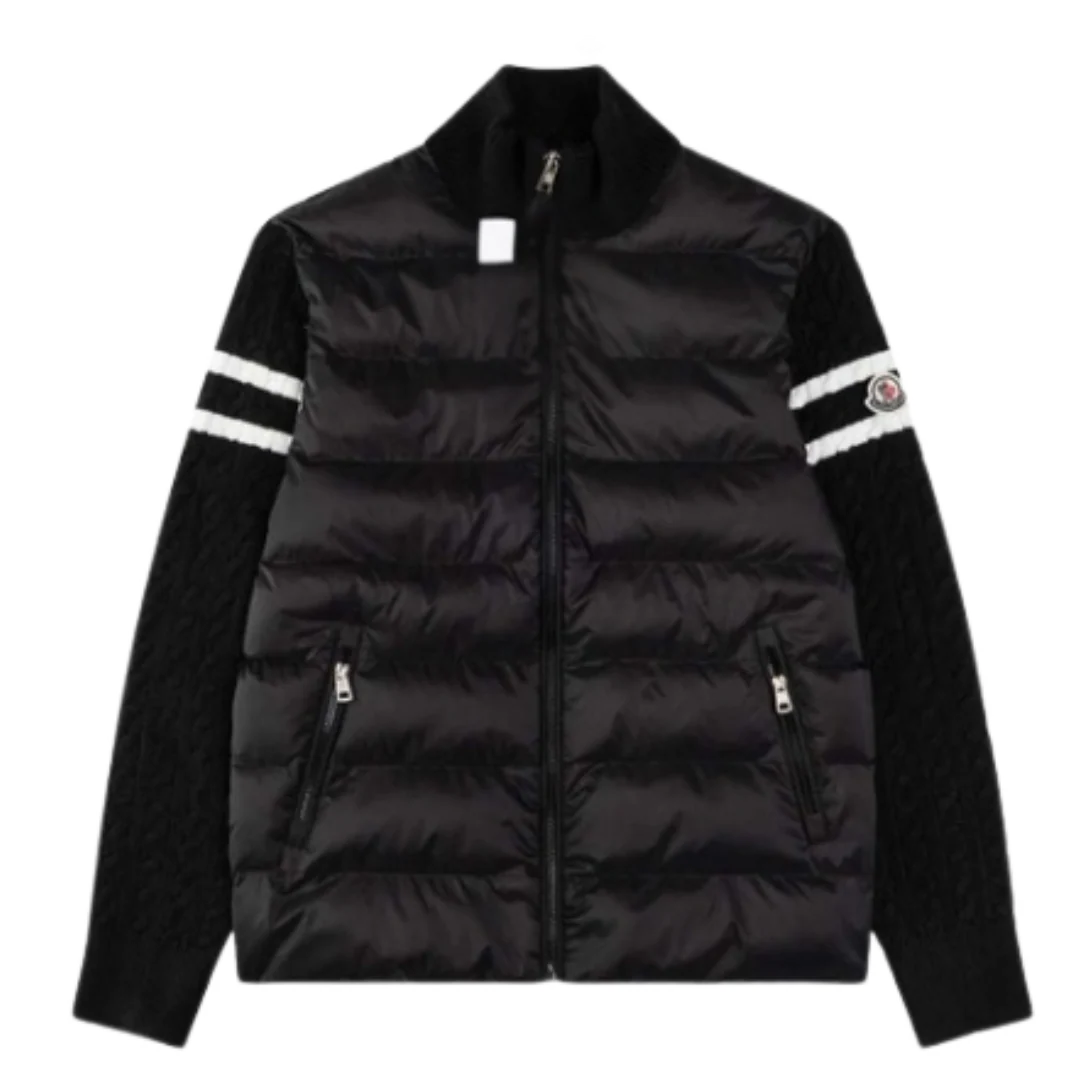 Moncler Stripe Sleeve Cardigan Black