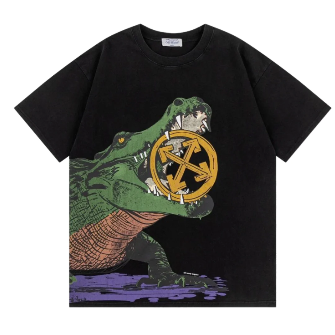Off-White Big Croco Print Vintage T-Shirt Black