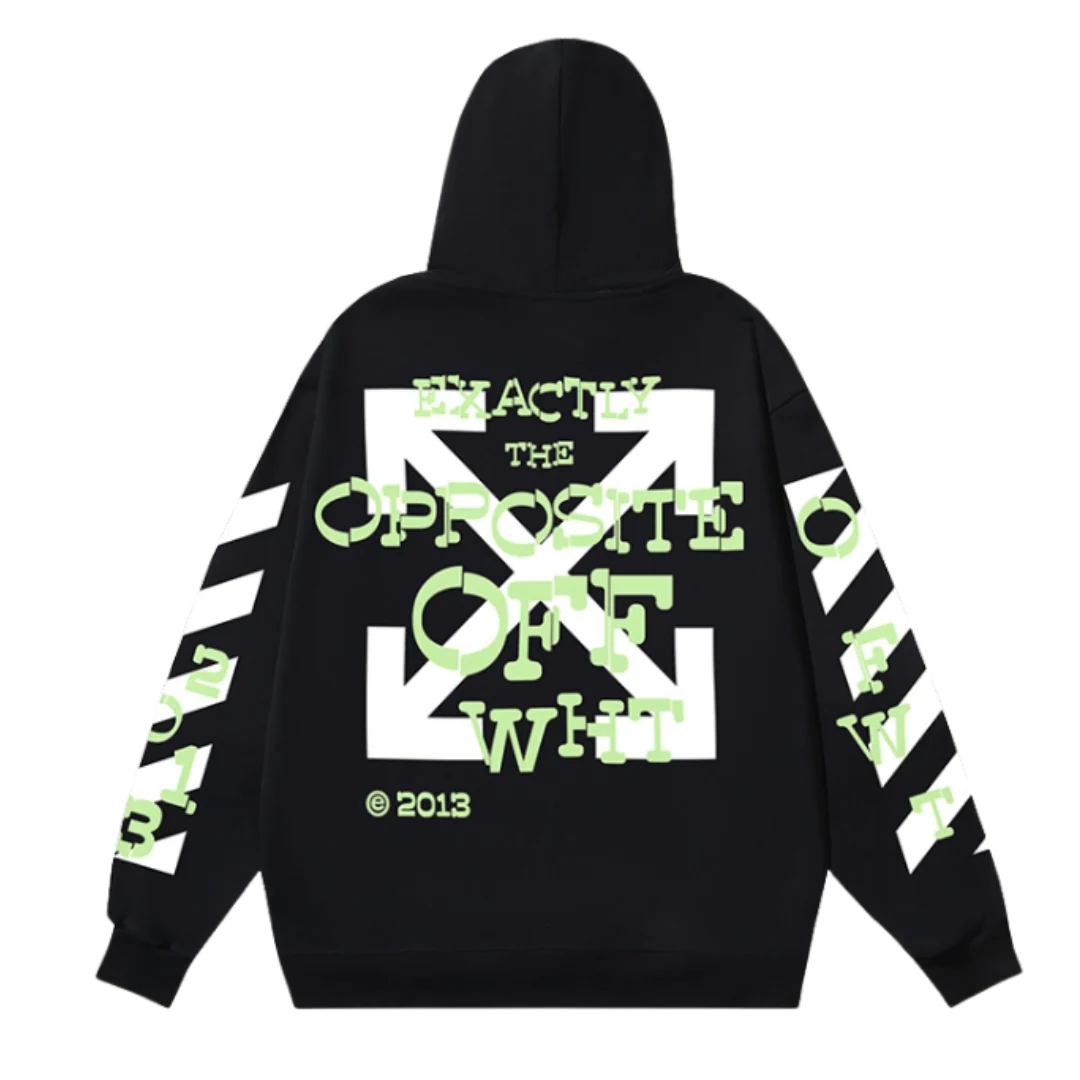 Off-White Green Overwritten Icon Backprint Hoodie Black