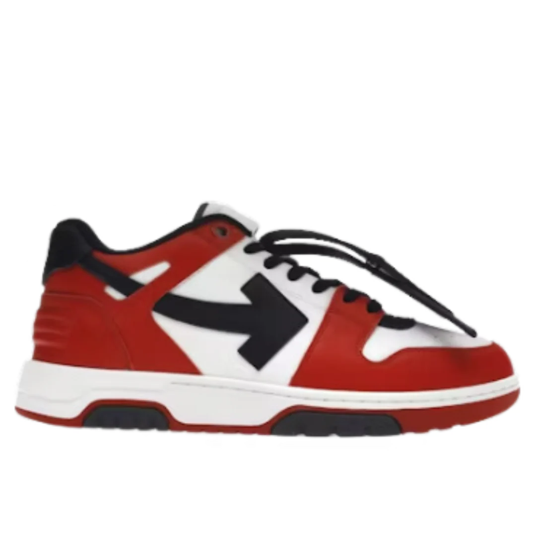 OFF-WHITE Out Of Office OOO Low Tops Red & Black