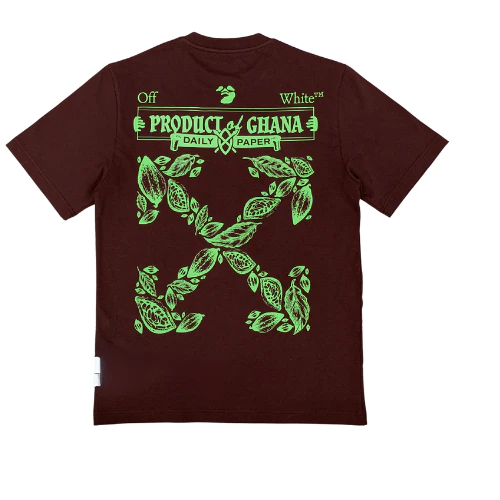Off White X Daily Paper Ghana T Shirt Burgundy Green