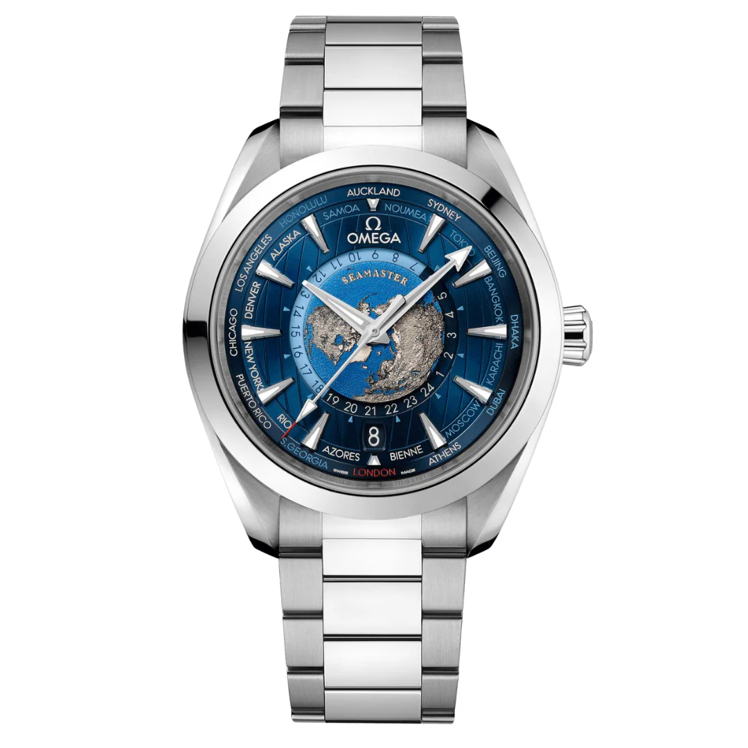 Omega Seamaster Aqua Terra 150M Co-Axial Master Chronometer GMT Worldtimer 43 mm Blue Dial