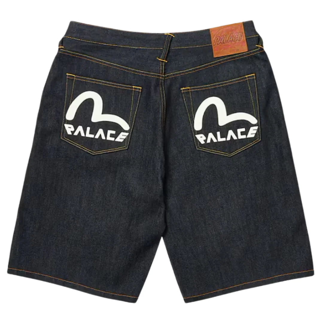 Palace x Evisu Denim Shorts Dark Blue