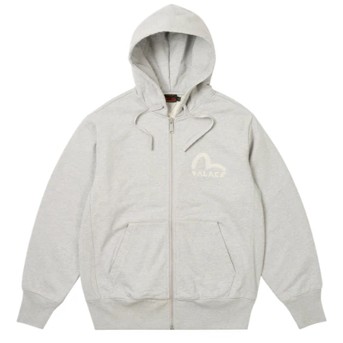 Palace X Evisu Zip Hoodie Grey