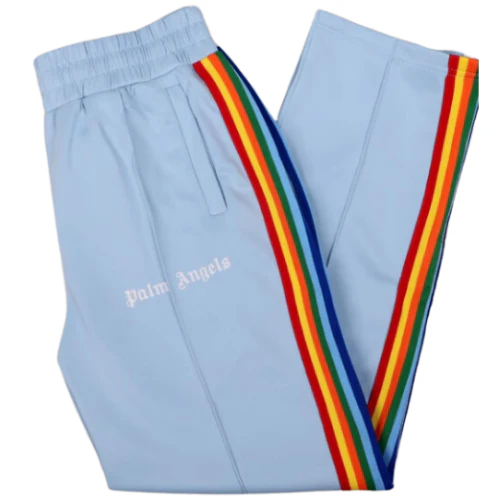 Palm Angles Staight Leg Velour Jogger Baby Blue Rainbow