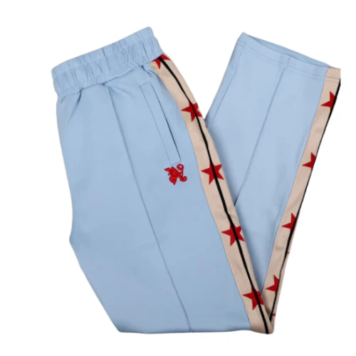 Palm Angles Staight Leg Velour Jogger Light Blue Red Stars