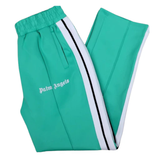 Palm Angles Staight Leg Velour Jogger Turquoise White