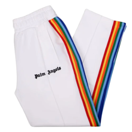 Palm Angles Staight Leg Velour Jogger White Rainbow