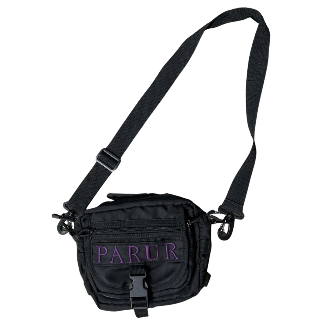 Parur Purple Writing Messenger Bag Black