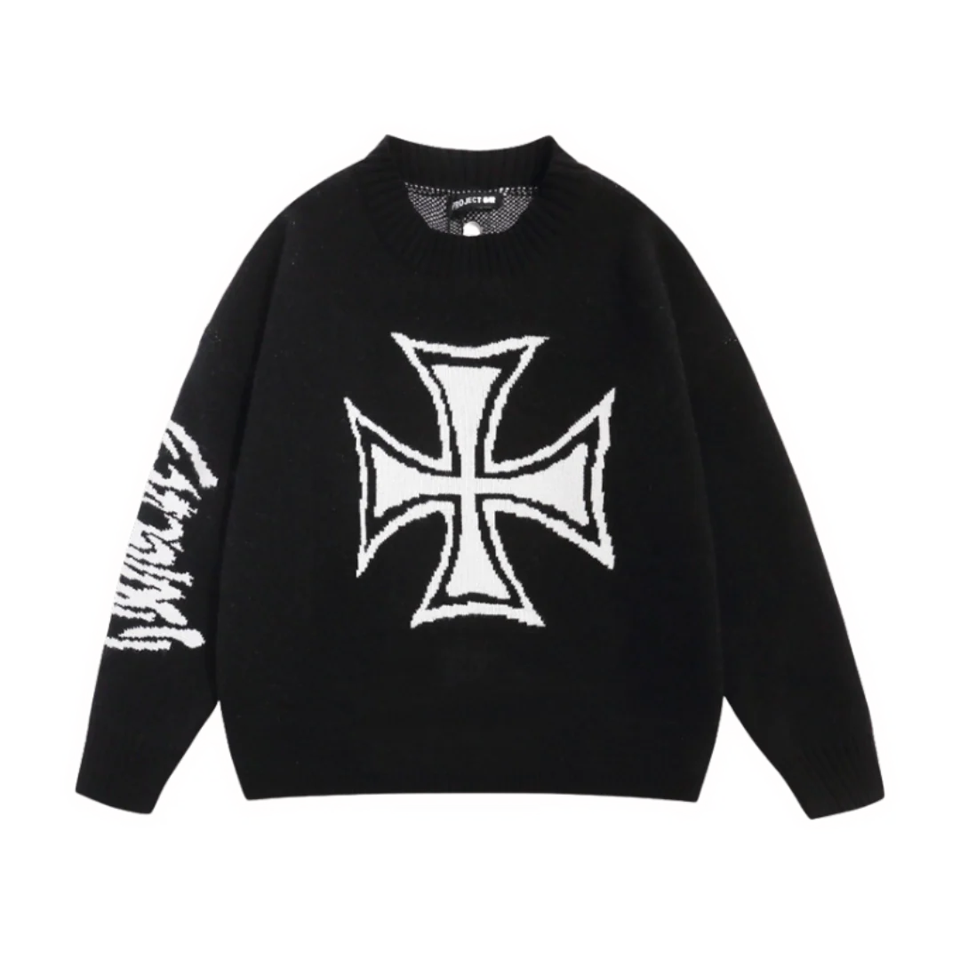 Project G/R Cross Knit Mohair Sweater Black
