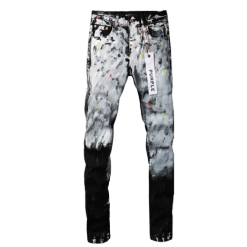 Purple Jeans Black White Painted