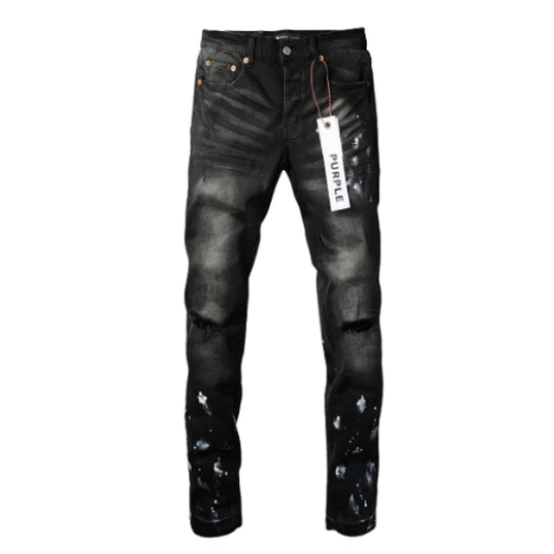 Purple Jeans Black White Painted