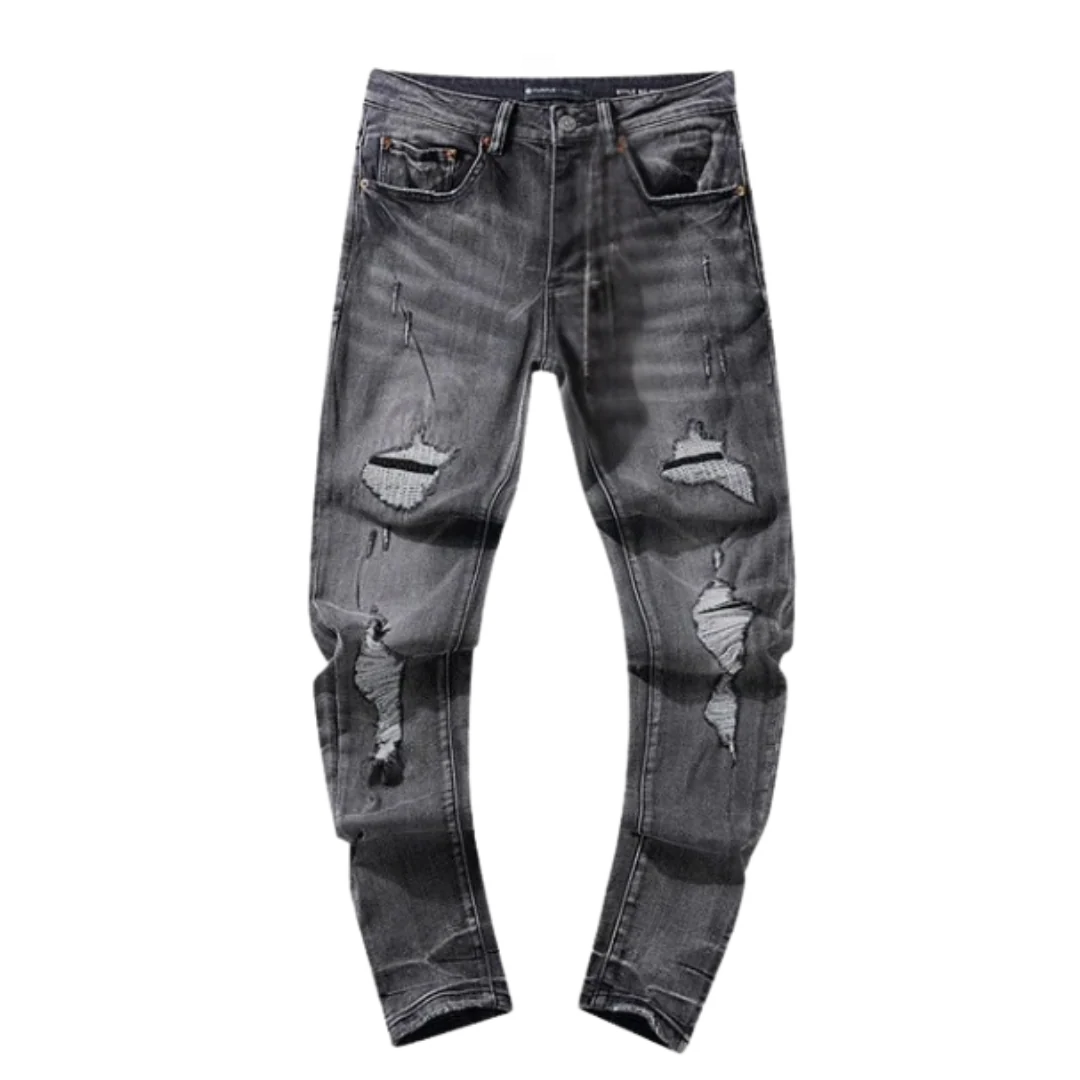 Purple Jeans Ripped Skinny Jeans Grey