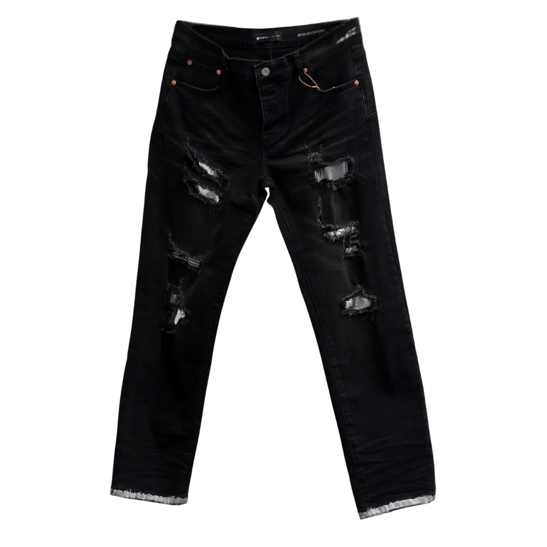 Purple Ripped Jeans Black