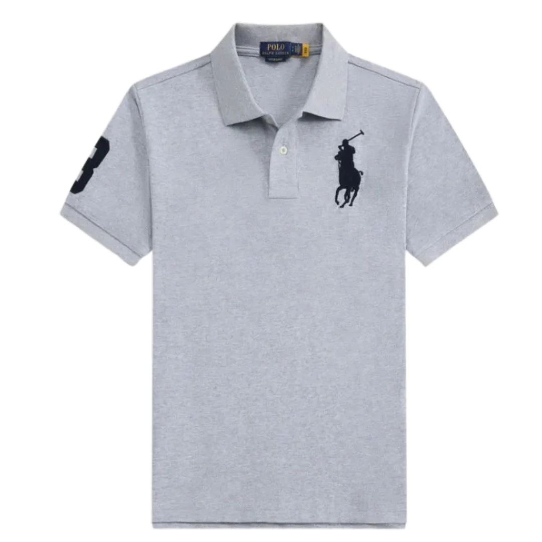 Ralph Lauren Big Badge Slim Fit Polo Shirt Grey