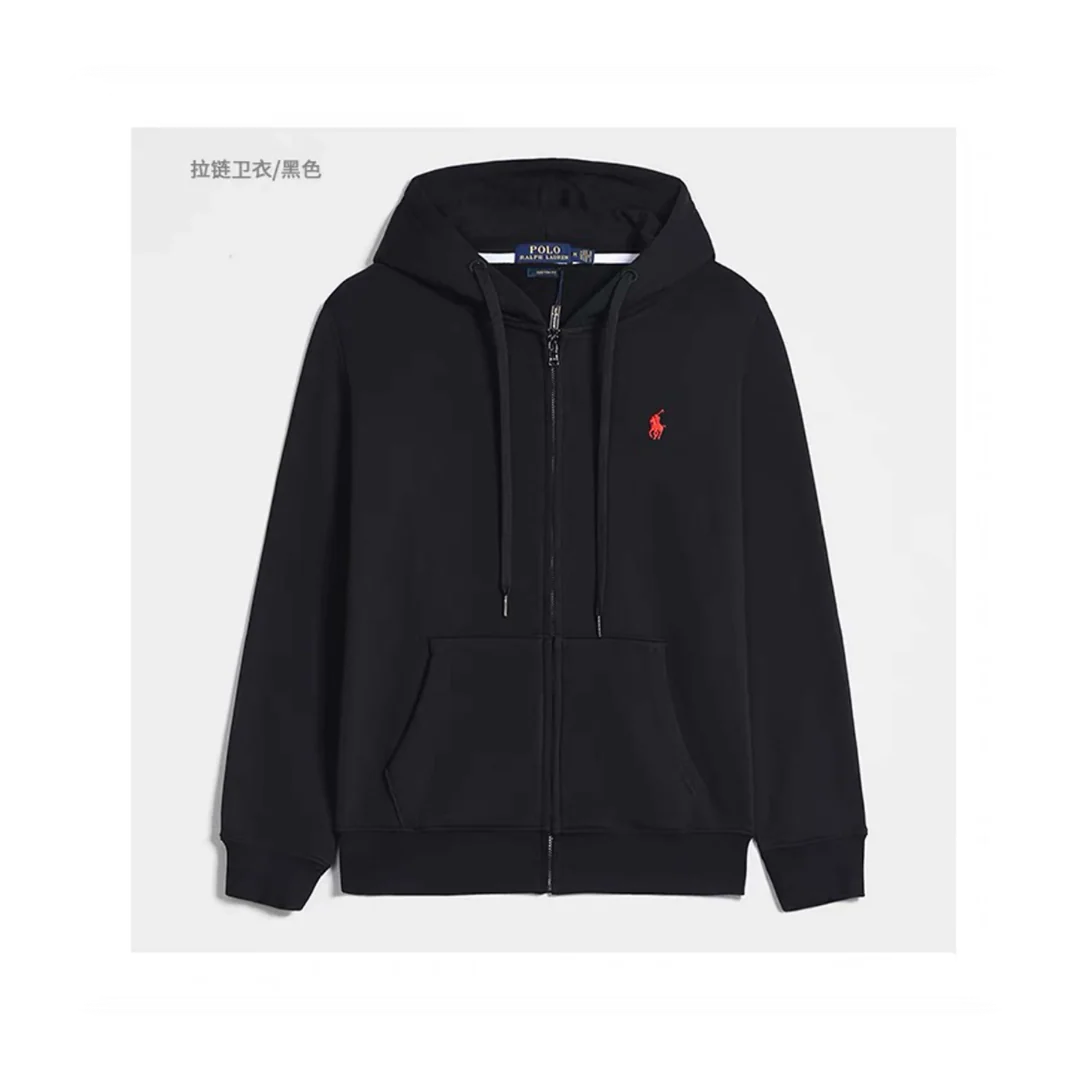 Ralph Lauren Zip Hoodie Black Red