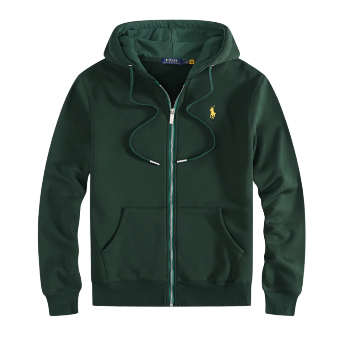 Ralph Lauren Zip Hoodie r Green Yellow Logo