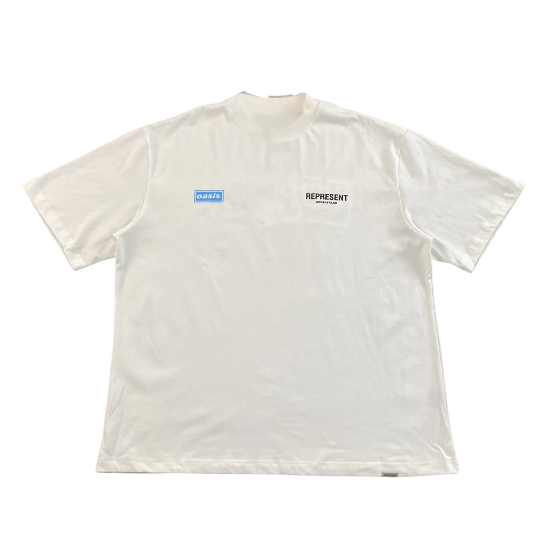 Represent x Oasis Double Brand Print Basic White T-Shirt
