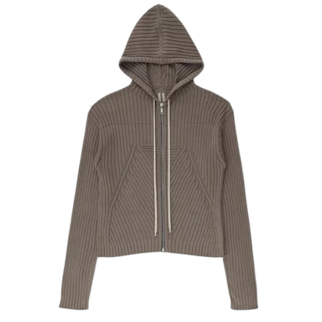 Rick Owens Ribbed Cotton Zip-Up Hoodie