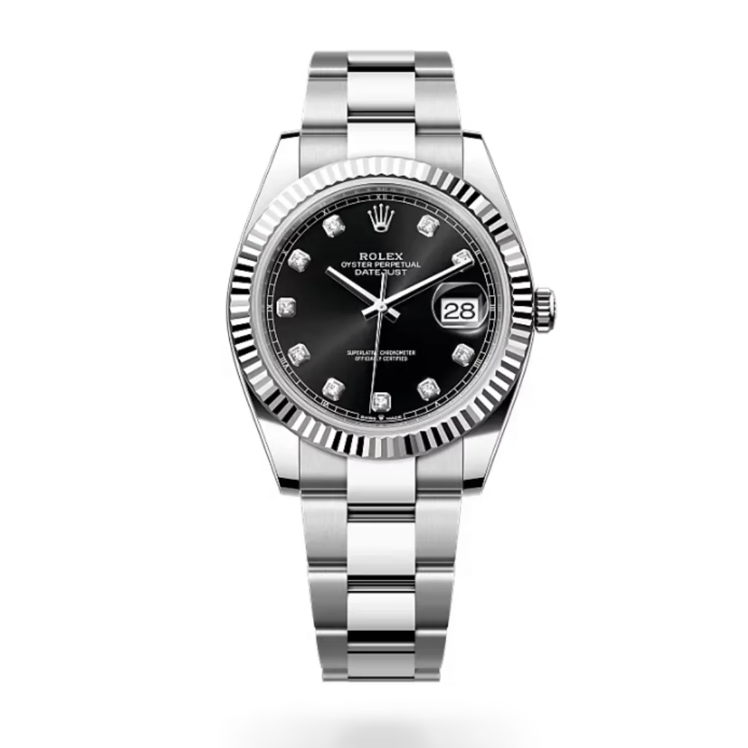 Rolex 41 Datejust Gray Dial Diamond Engraving & Silver