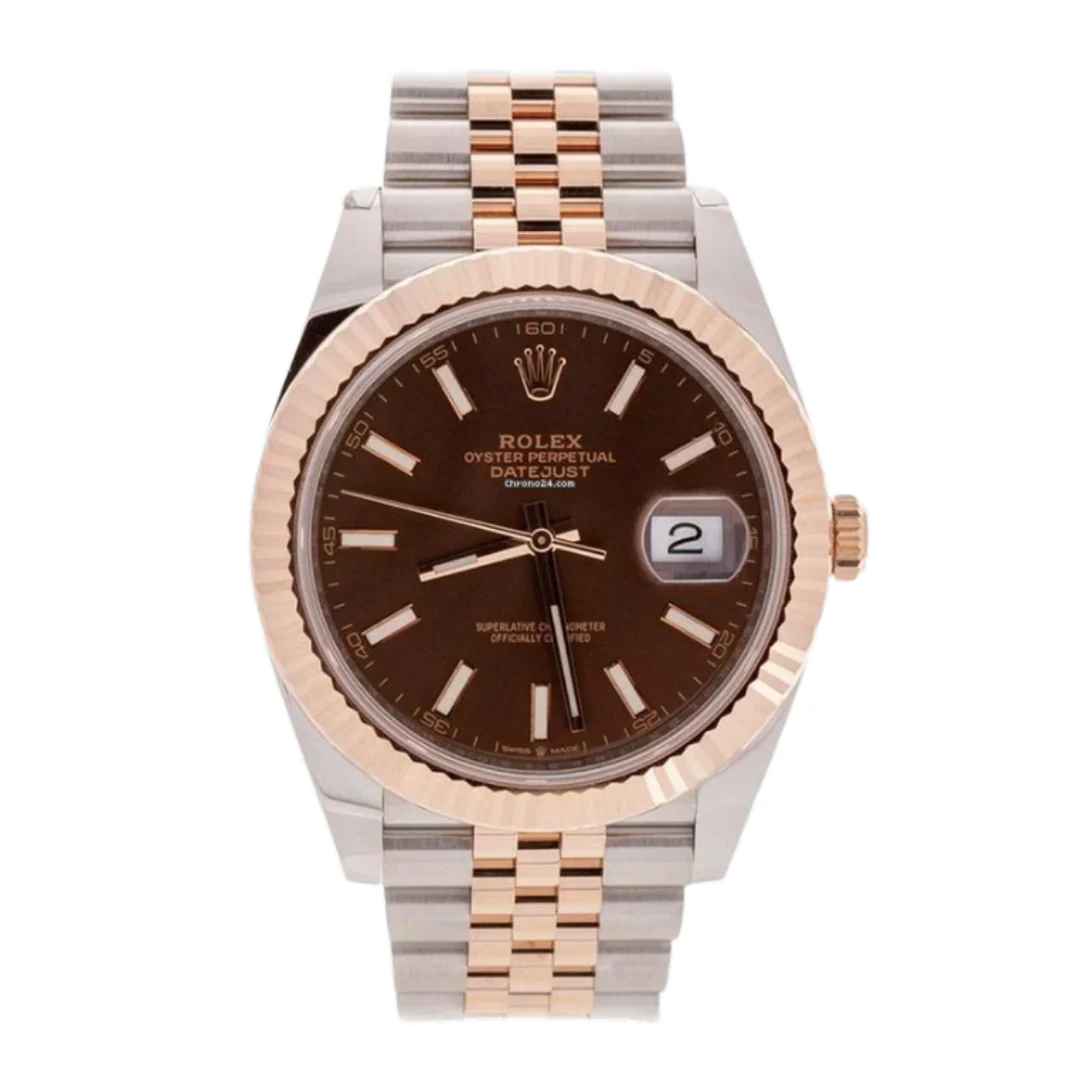 Rolex Datejust Oyster Perpetual Watch SIlver & Brown
