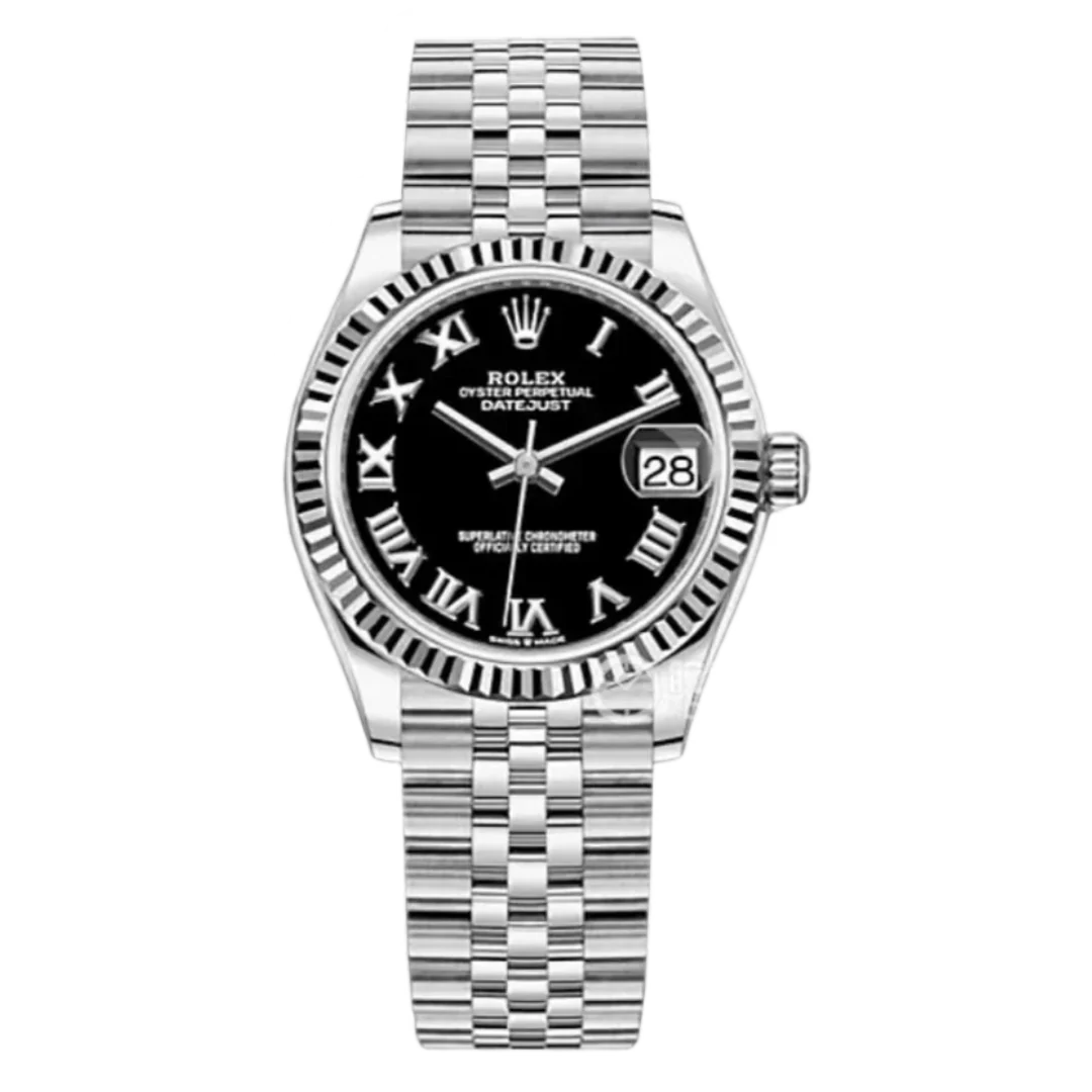 Rolex Oyster Perpetual Datejust Watch Silver & Black