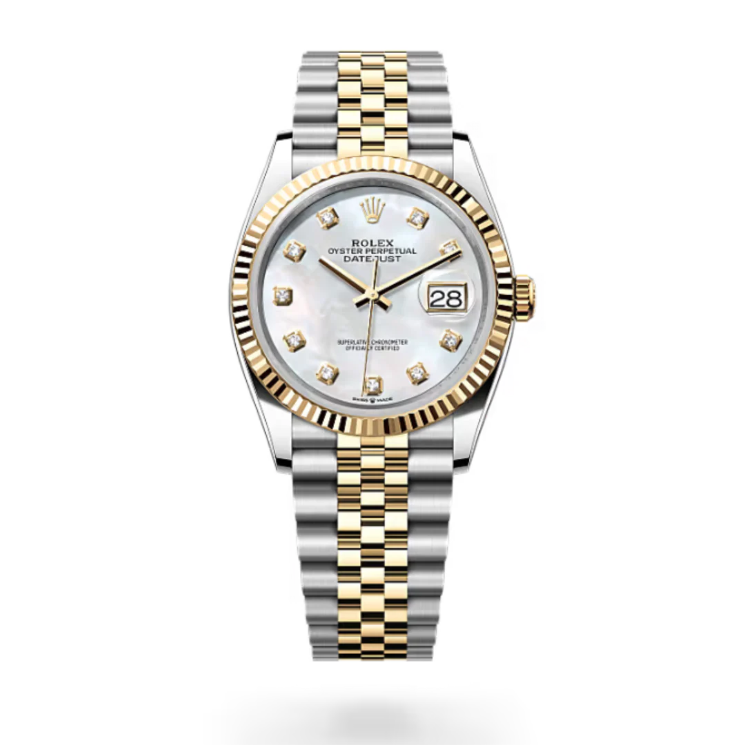 Rolex Oyster Perpetual Datejust Watch Silver & Gold