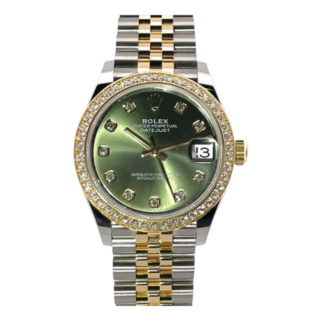 Rolex Oyster Perpetual Datejust Yellowgold Diamonds x Green Dial (High Quality)