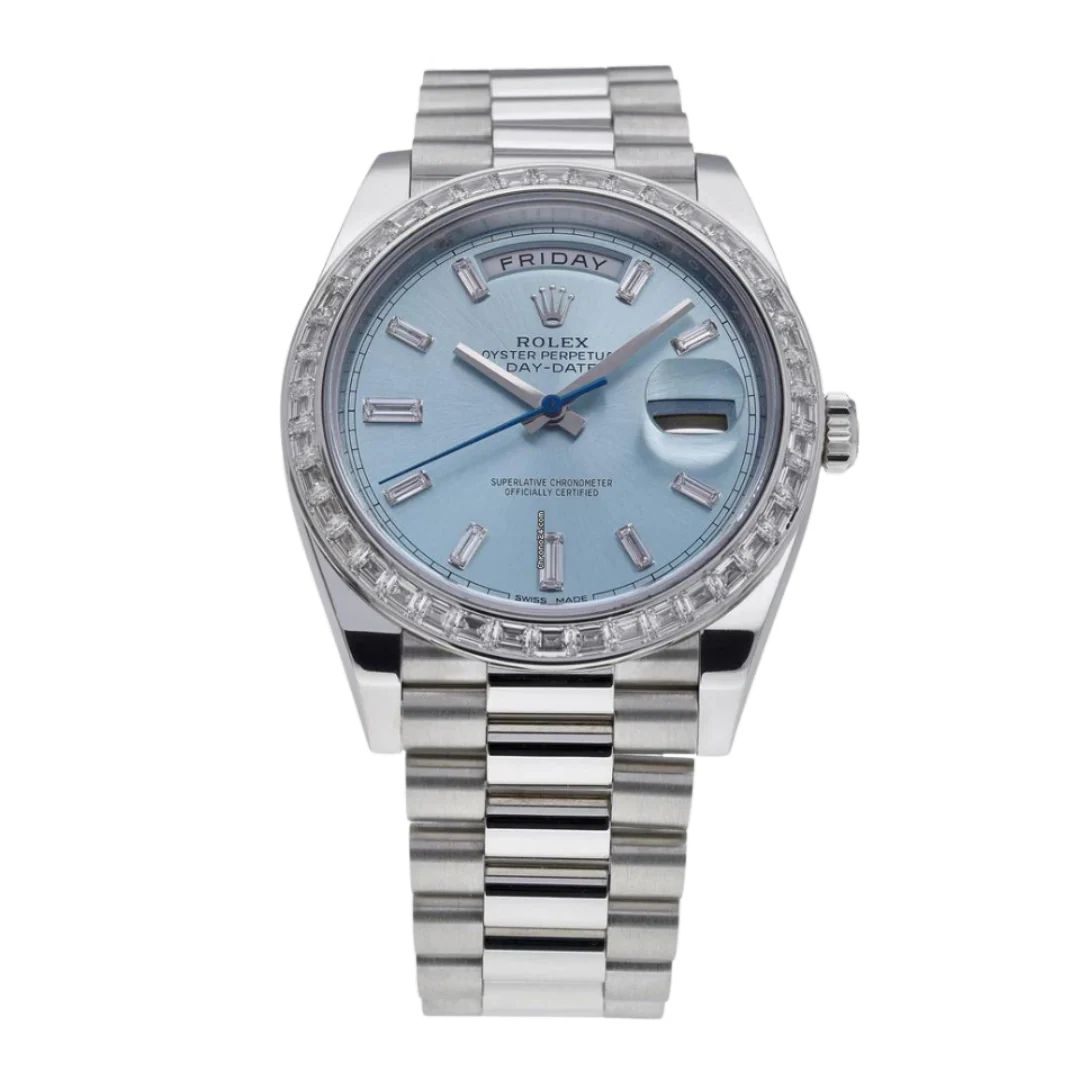 Rolex Oyster Perpetual DayDate Watch Ice Blue & Silver