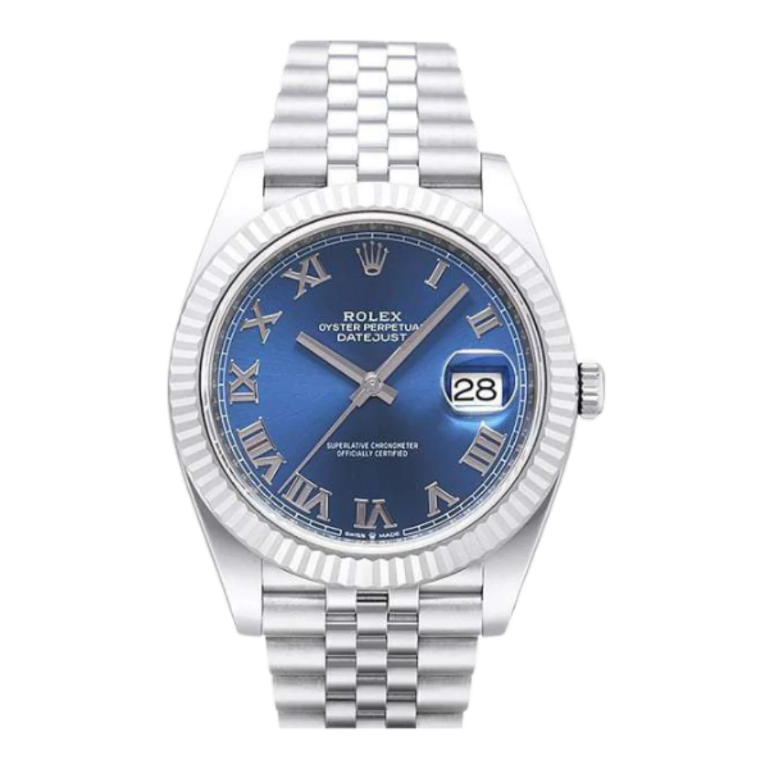 Rolex Oyster Perpetual Datejust Roman Grey Numerals Dark Blue Dial & Silver