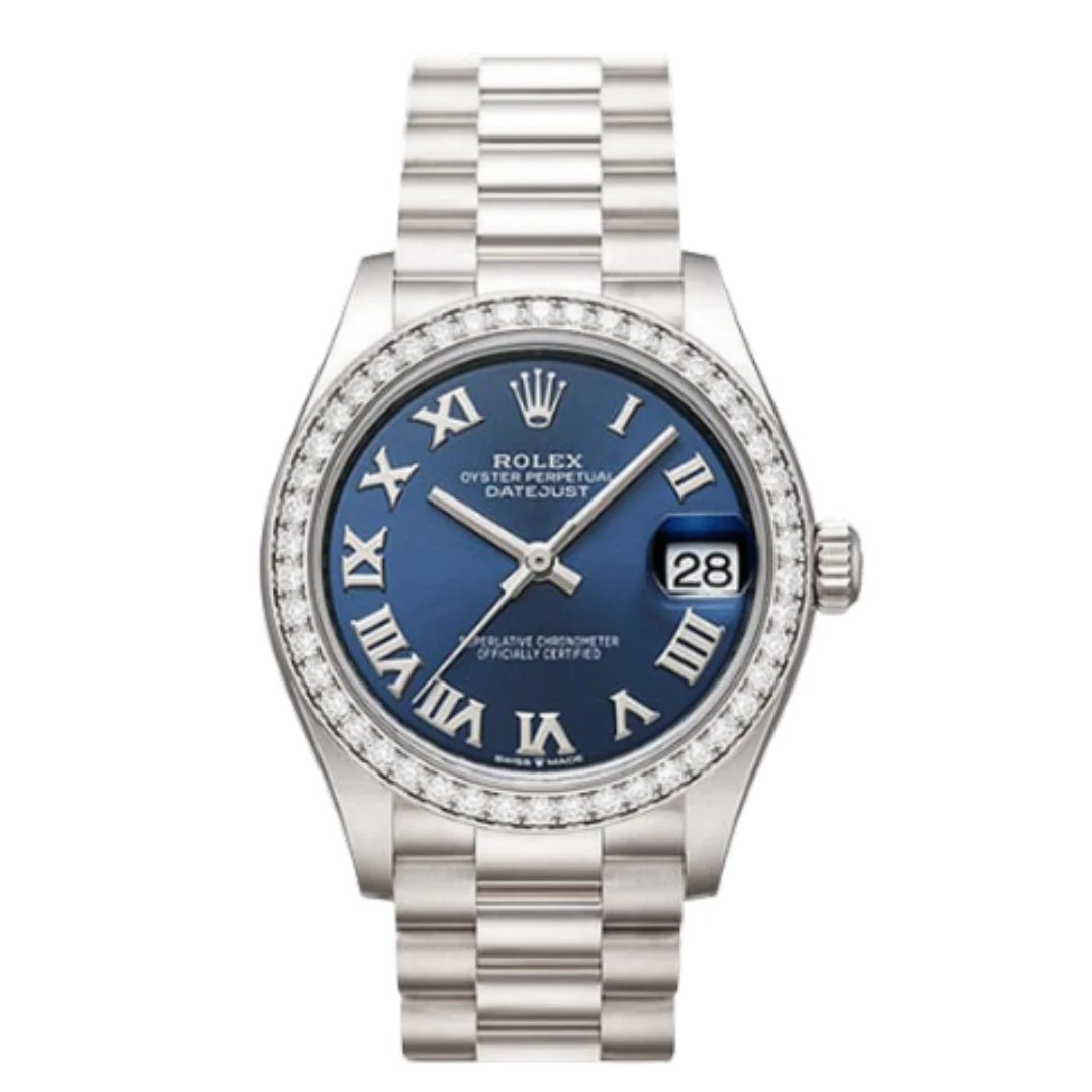 Rolex Oyster Perpetual Watch Blue Dial & Silver Wrist