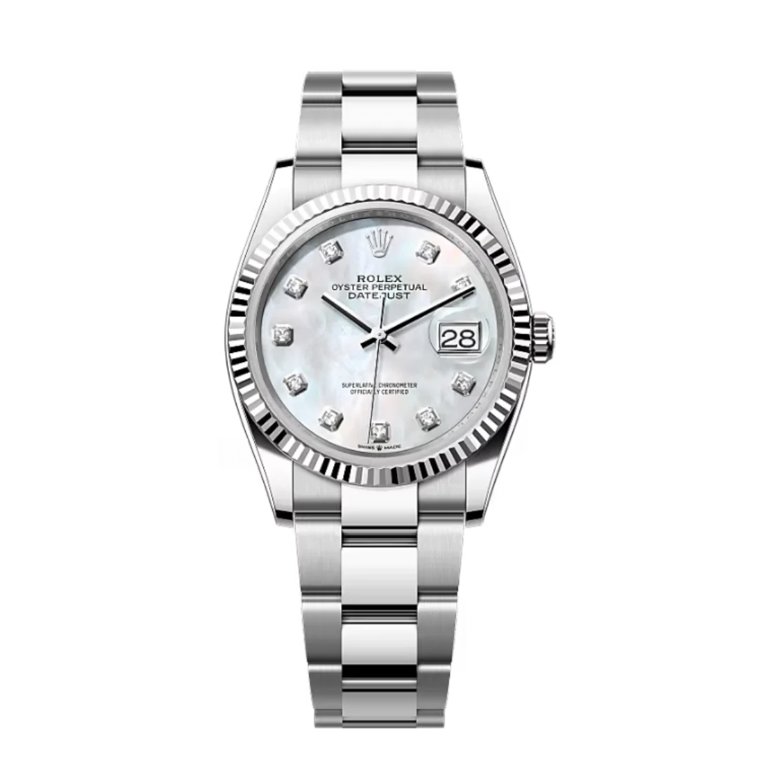 Rolex Oyster Perpetual White Index Datejust Silver