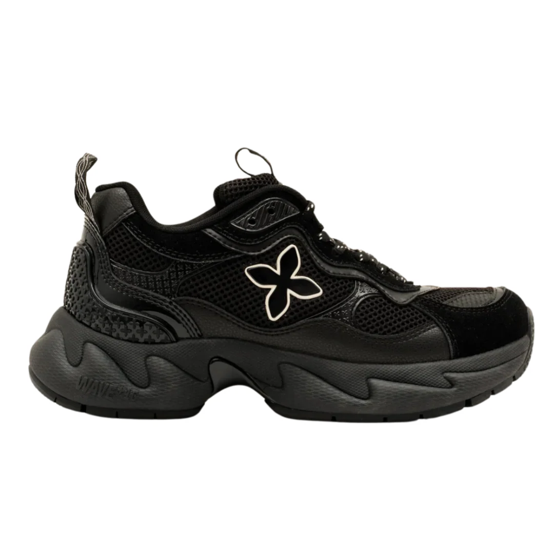 SMFK Compass Wave Retro Jogging Shoes Black on Black