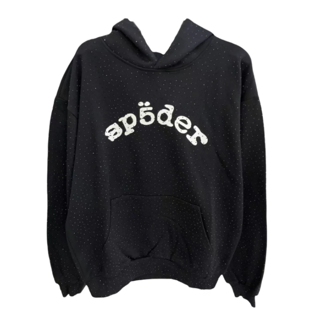 Sp5der Shiny Hoodie Black