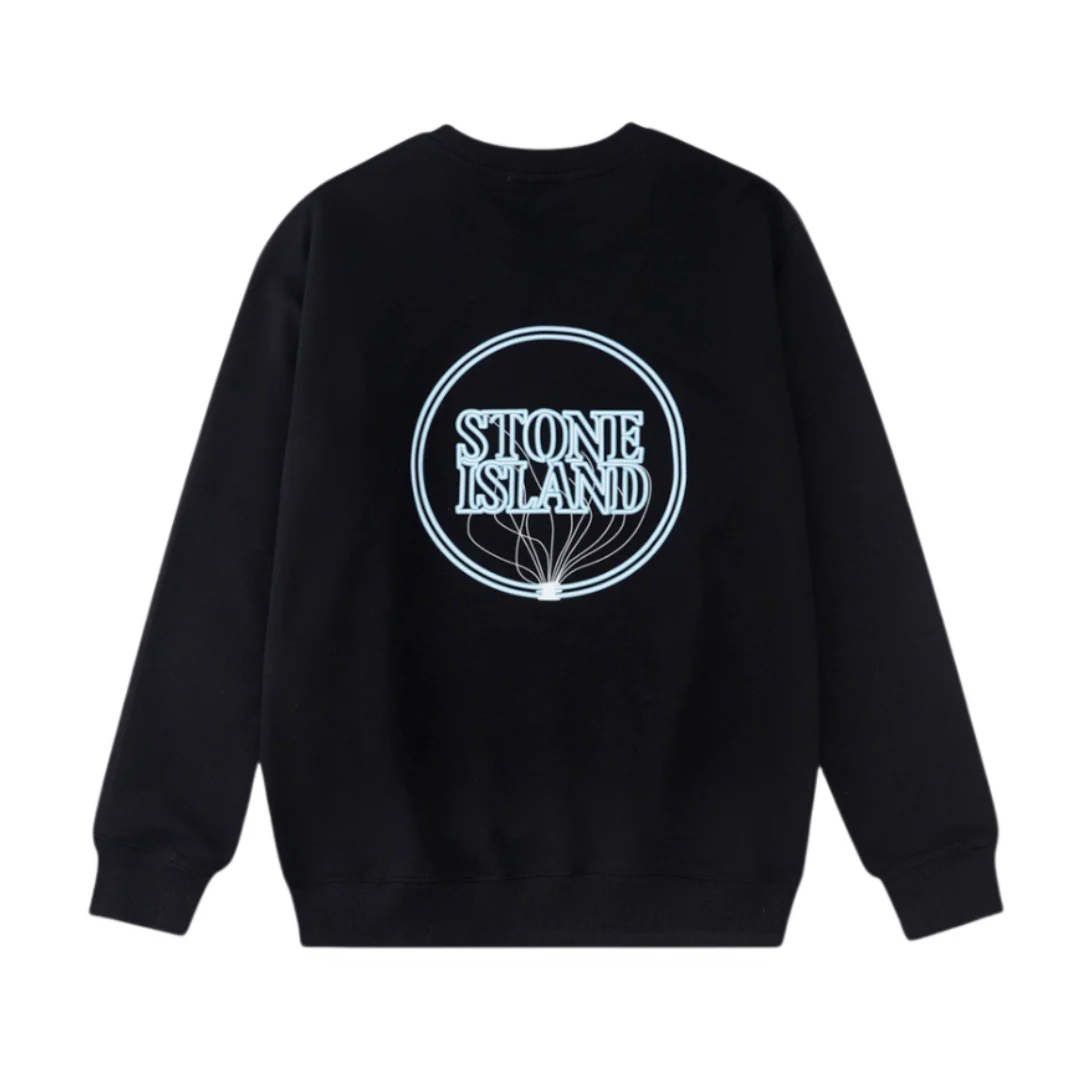 Stone Island Circled Print Sweater Black & Blue
