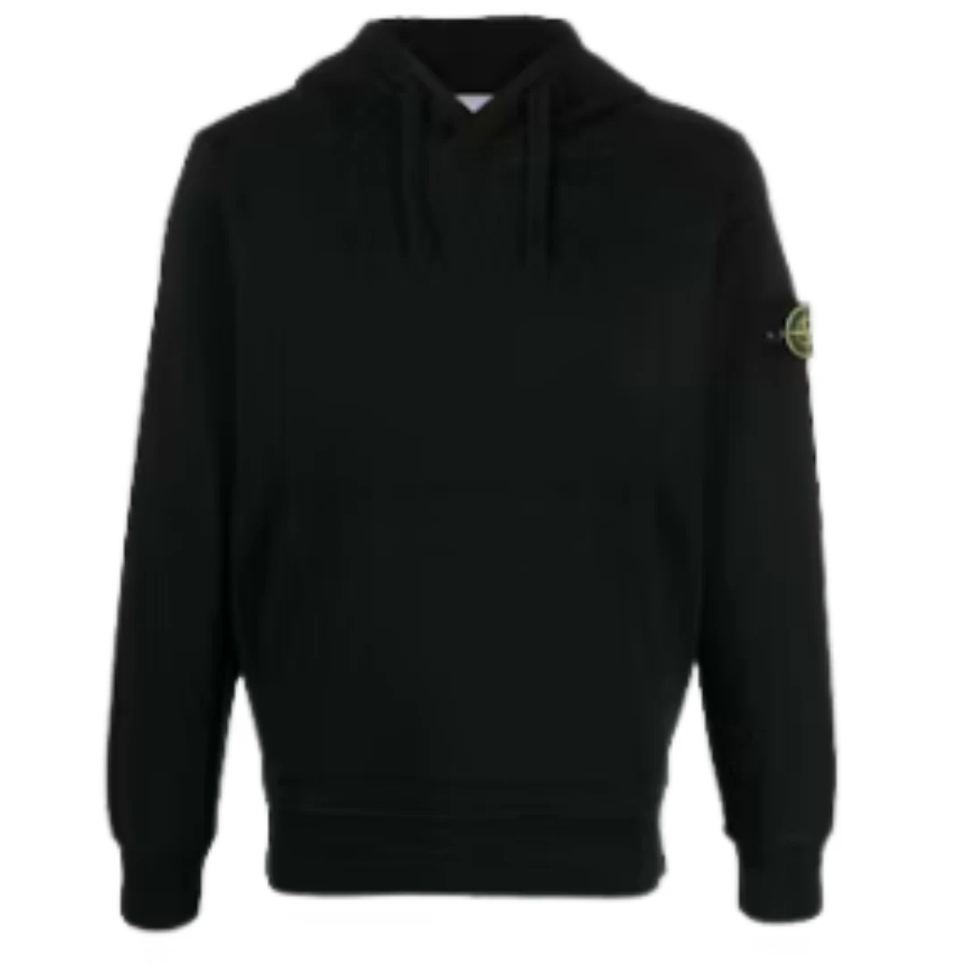 Stone Island Logo Patch Hoodie Black