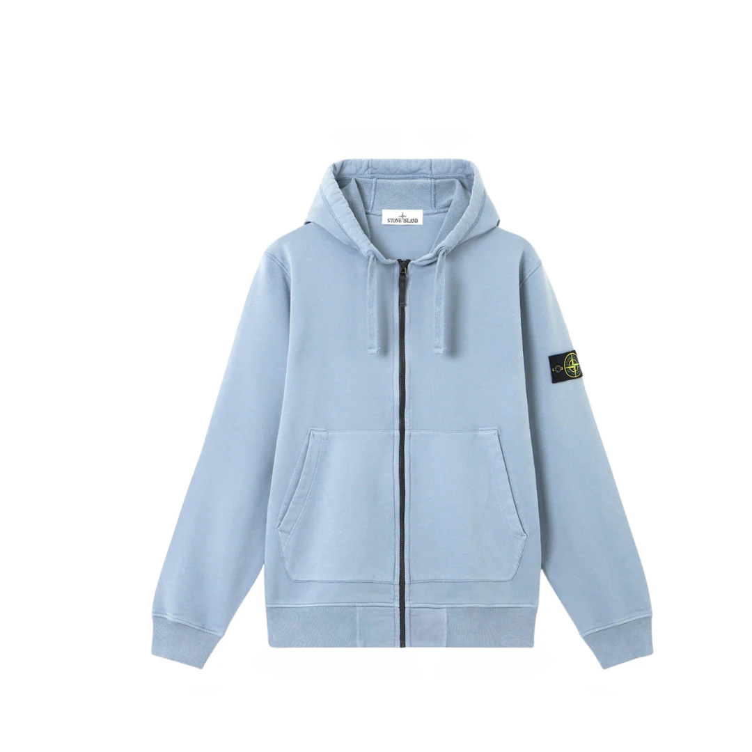 Stone Island Zip Hoodie Baby Blue