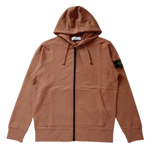 Stone Island Zip Hoodie Rust Red