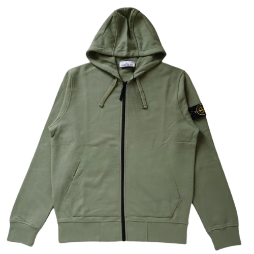 Stone Island Zip Hoodie Sage Green