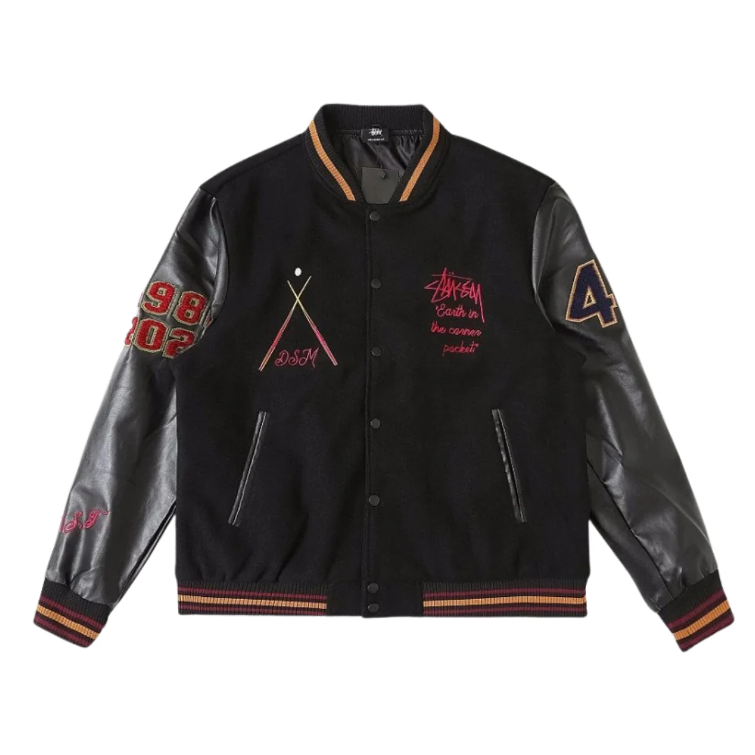 Stussy 40th Anniversary College Jacket Black