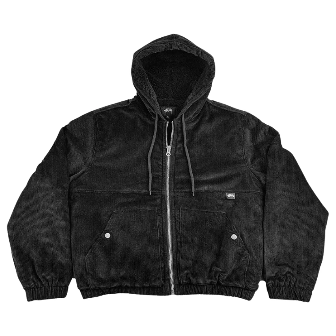 Stussy Corduroy Zipper Sweatshirt Black