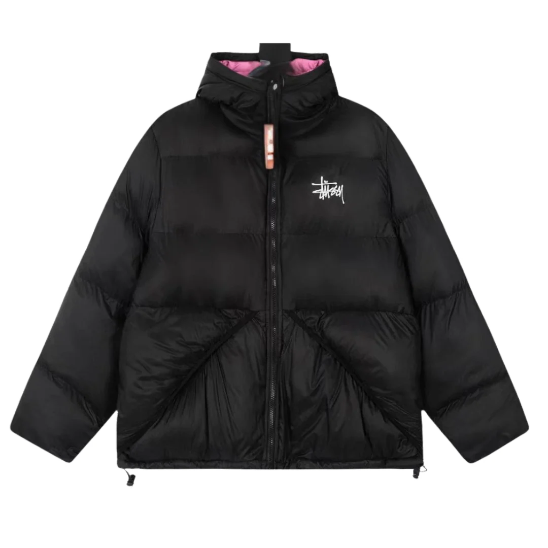 Stussy Pink Hooded Puffer Jacket