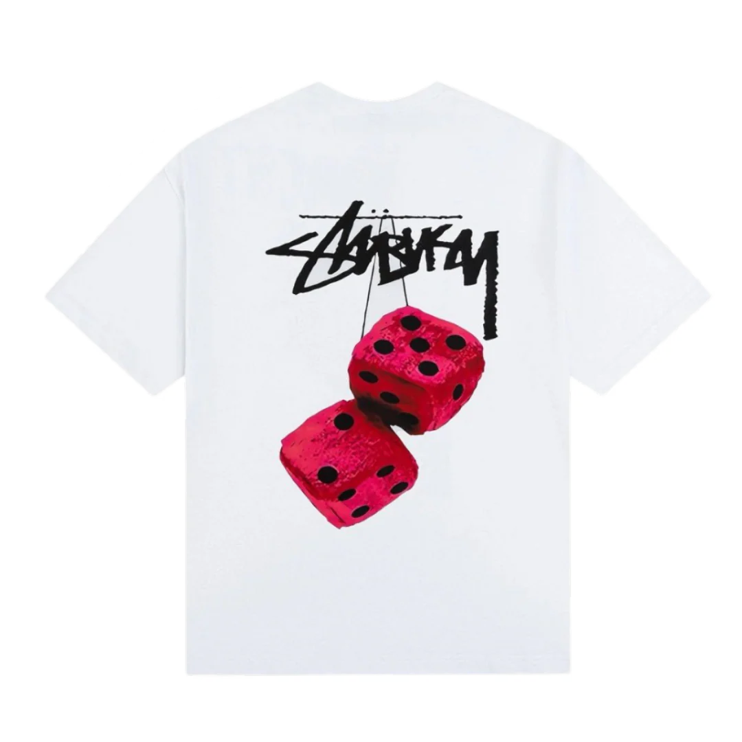 Stussy Red Pair of Dice T-Shirt White