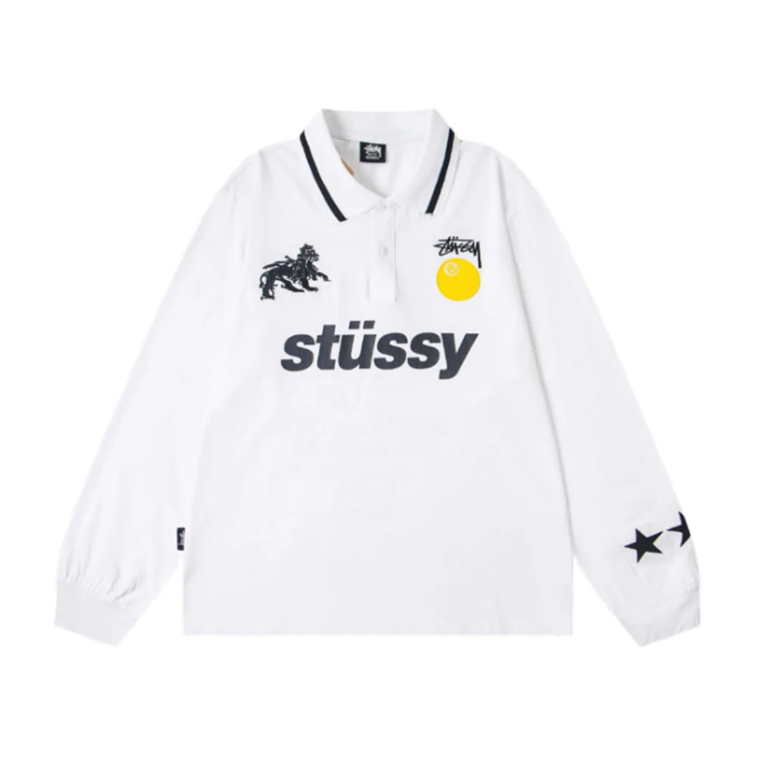 Stussy Yellow Ball Crewneck Sweater White