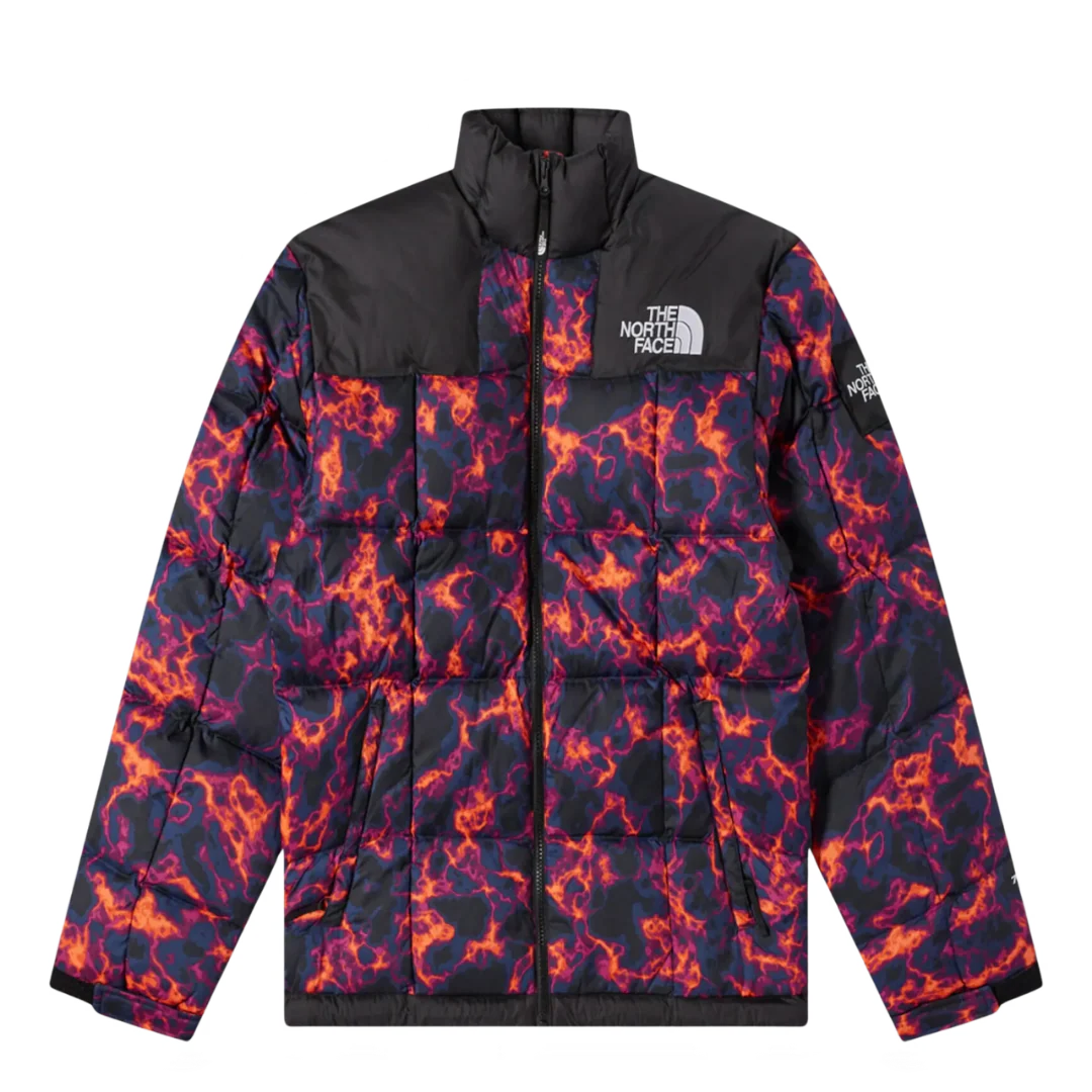 The North Face Puffer Jacket Black Marble Camo Print