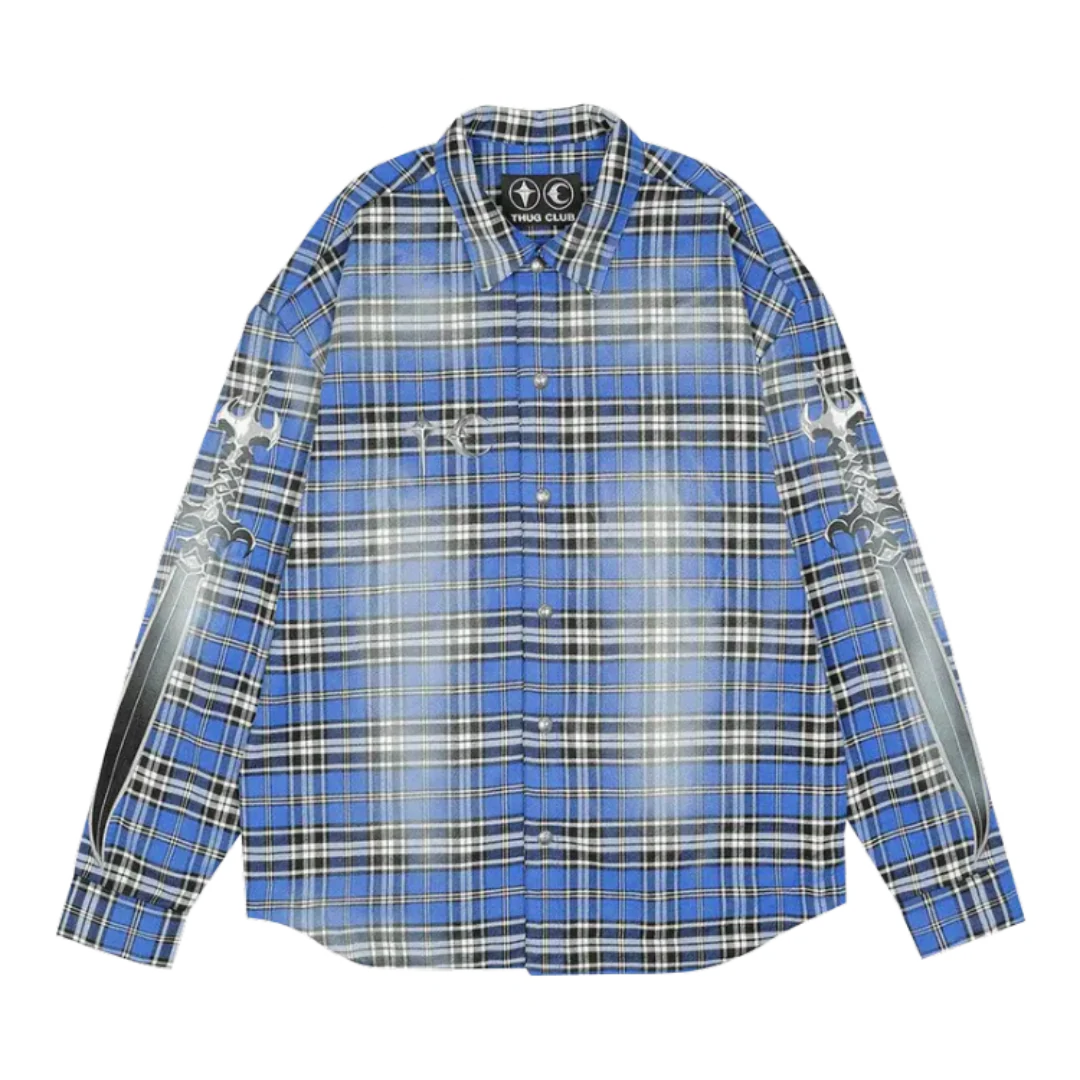 Thug Club Arab Sword Flannel Shirt 'Blue'